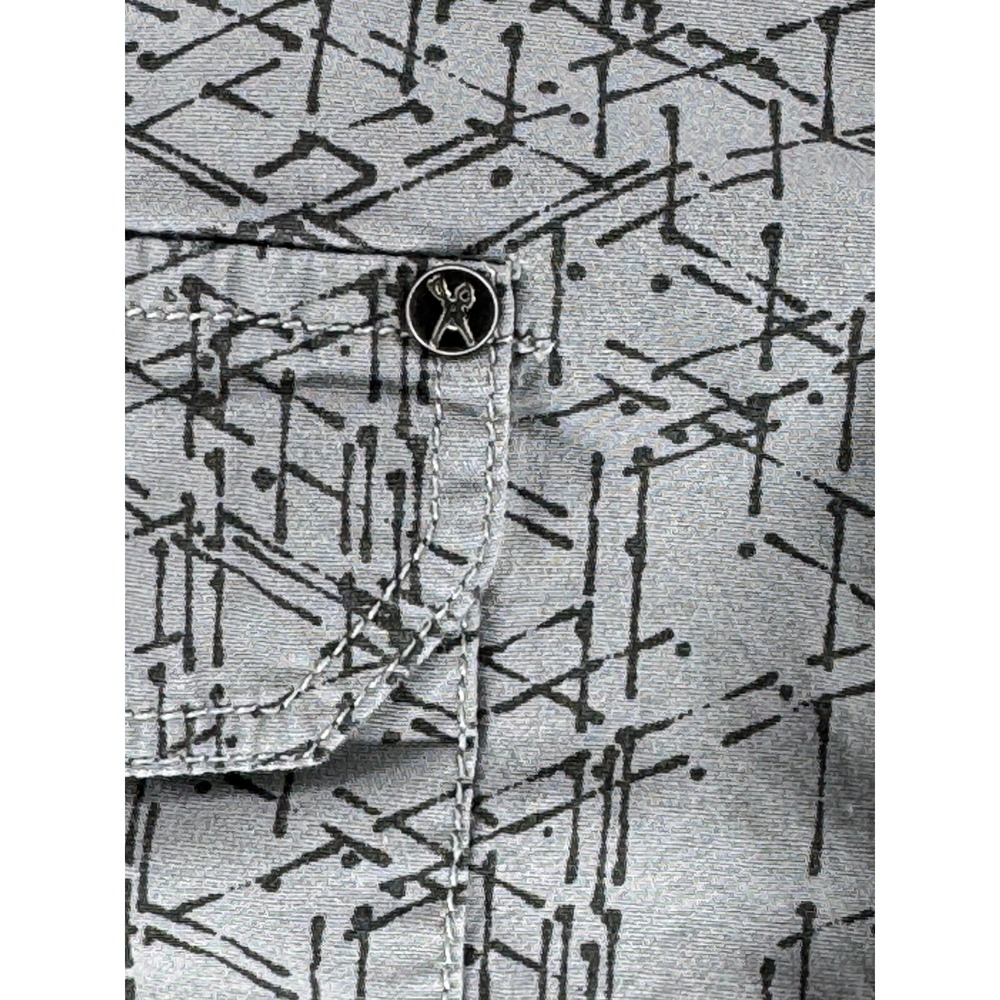 Marc‎ Ecko Shirt Mens M Gray Abstract Allover Print Chest Pocket Rolltab Sleeves - Picture 11 of 14